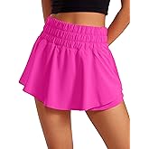 CRZ YOGA Ruffle Skirt Overlay Athletic Shorts for Women - High Waisted Flowy for Workout Running Tennis with Zip Pocket
