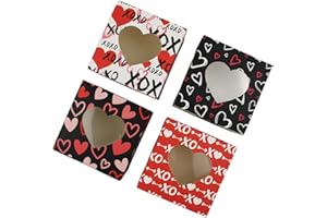 Haobell Valentine Boxes - 24pcs Valentines Day Boxes for Treats for Holiday Pastries, Cookie, Doughnut, Cupcakes, Truffles, Brownies, Classroom Parties, Coworkers Gift Giving