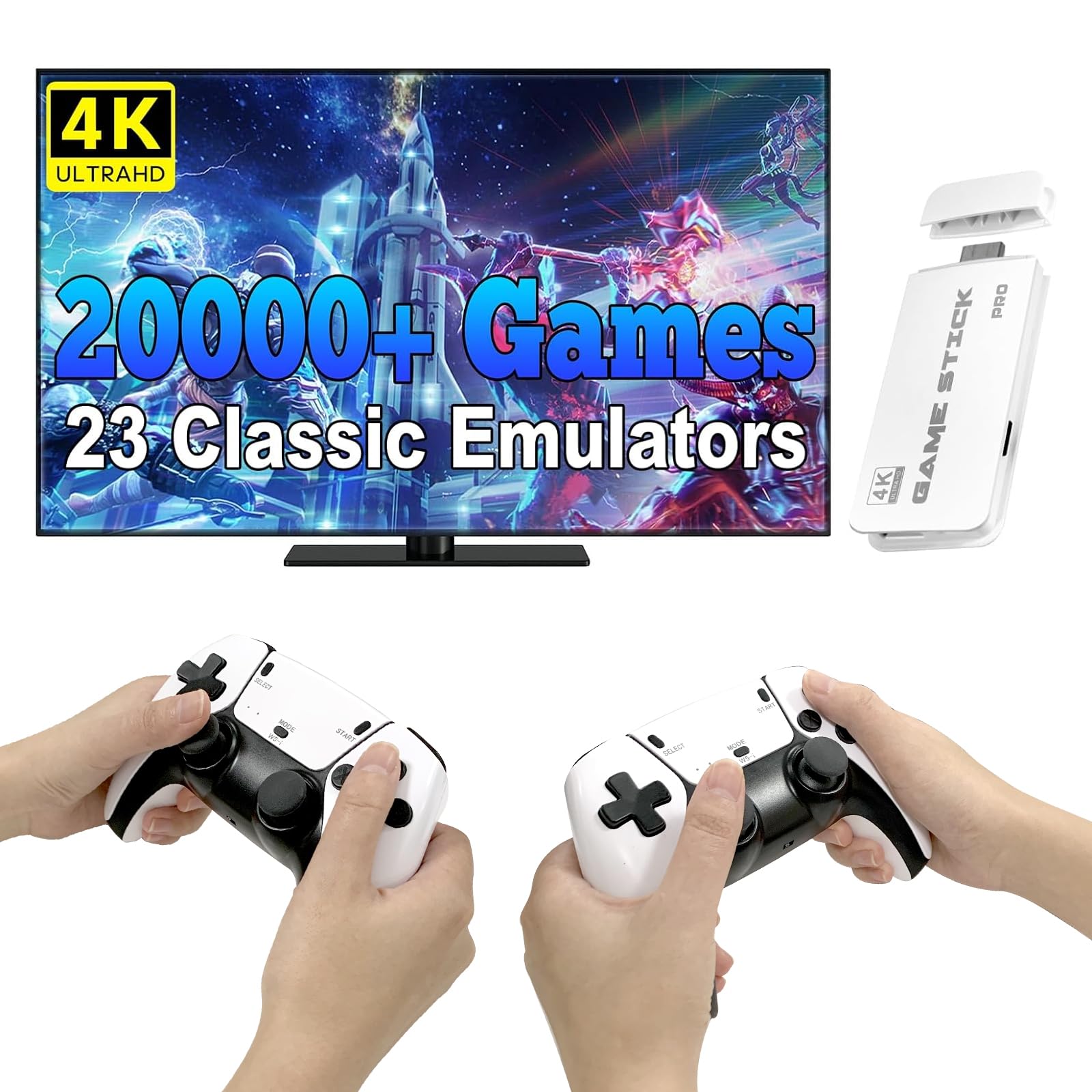 thumbnail image 2 of Retro Gaming Console With 20,000+ Games & 2 Wireless Controllers - 4K HD HDMI TV Game Stick 2 of 13