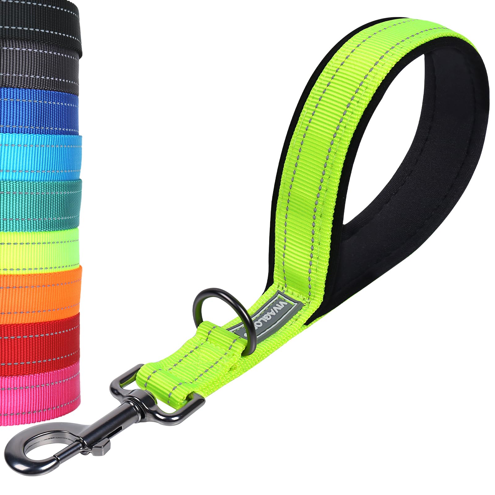 VIVAGLORY Short Dog Lead Closerok Traffic Leash for Dog with Soft Padded Handle for Training & Walking, 32cm, Bright Yellow — image 1