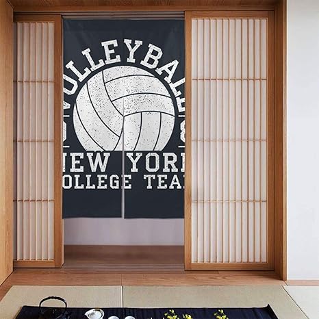 Amazon のれん カーテン ボールとアパレルのためのバレーボールニューヨークグランジプリント 柔らかい おしゃれ 玄関 キッチン リビング 台所 飲食店 出入り口 開店祝い 新築祝い 仕切り 遮光 暖簾 カーテン 幅86丈143cm のれん オンライン通販