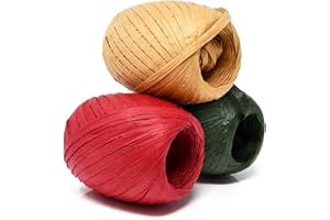 Gift Boutique Christmas Raffia Ribbon - 3 Rolls Red Green Natural Twine for Gift Wrapping, Crafts & Holiday Decor, 165 Yards Total Ribbon Set