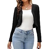 ZAFUL Women's Long Sleeve Ribbed Cropped Cardigan Sweaters Open Front Bolero Short Shrugs Black XL