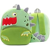 UNEEDE Dinosaur Toddler Backpack for Boys and Girls,Kindergarten Backpack for Ages 3-9,Cute Mini Plush Bookbag for School,Travel,Camping,Child Preschool Kindergarten Primary Book Back