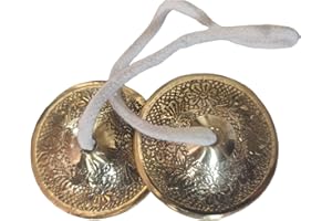 BHAVICREATION Brass Manjeera Manjira Brass Cymbals Hand Cymbal Metal Clapper Fansy Manjeera for Puja (1 Quantity)