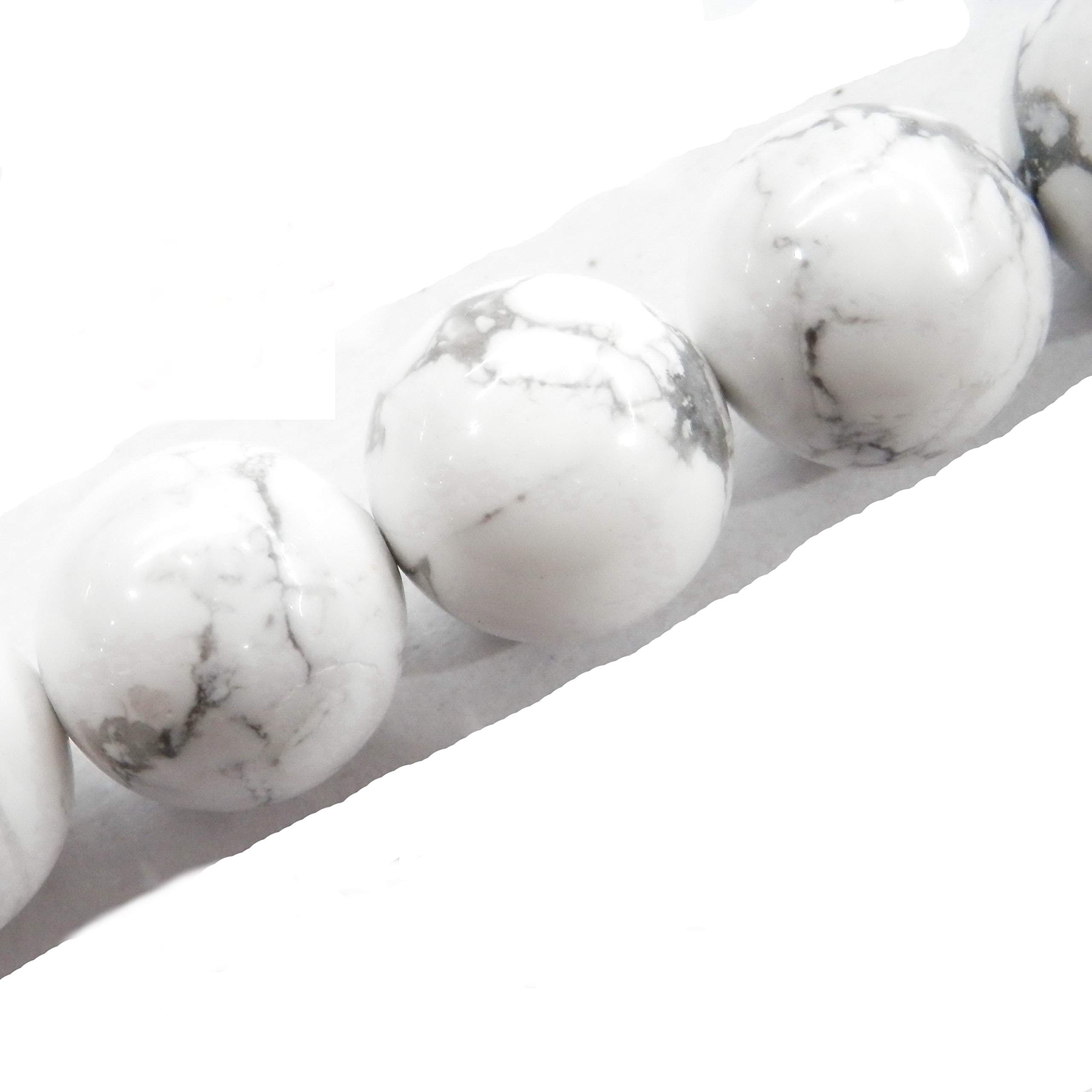 Fukugems Gemstone Beads for Jewelry Making, Sold per Bag 5 Strands Inside (White Howlite, 8mm)