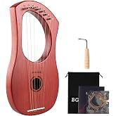 BGMUSER Lyre Harp 7 Strings Mini Harp Instrument Gift for Adult Beginner | Beautiful Pure Tone for Practice Performance Meditation Relaxation Sound Healing,Easy to Tune with Tuning Wrench Included Bag