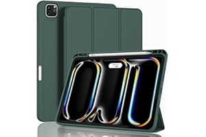 ZryXal 2024 iPad Pro 11 Inch Case M4 (5th Generation) with Pencil Holder, Smart iPad Case [Support Pencil Pro and Pencil (USB-C)], Support Touch ID and Auto Wake/Sleep (Midnight Green)