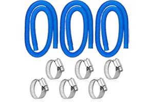 OWNWHIM Pool Hoses Replacement for Above Ground Pools - 3 Pack 1.25" x 59" Diameter Pool Pump Hoses for In tex 607 637 Pump, 1-1/4" Pool Filter Hose with 6 Metal Clamps for 330GPH 530GPH 1000GPH Filter Pumps