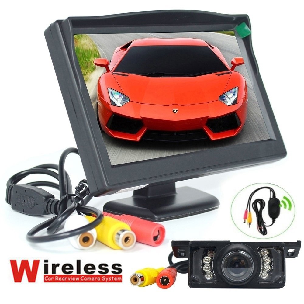 BW Wireless Car Parking System Kits - 5 inch HD 800 * 480 pixels (not 320 * 240) Car Rearview Monitor + Wireless 7 LEDS IR Night Vision Car Reverse Backup Camera