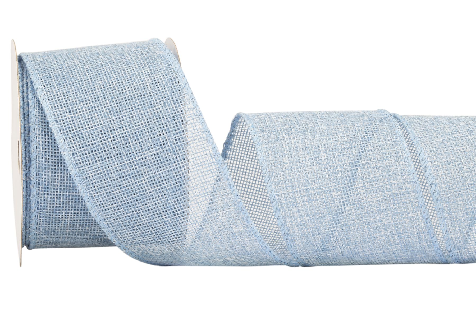 Zofrud Lt. Blue Burlap Ribbon - 64mm x 9M | Faux Jute Wired Ribbon for Wreaths, Christmas Decorations, Rustic Weddings, and Large Bow