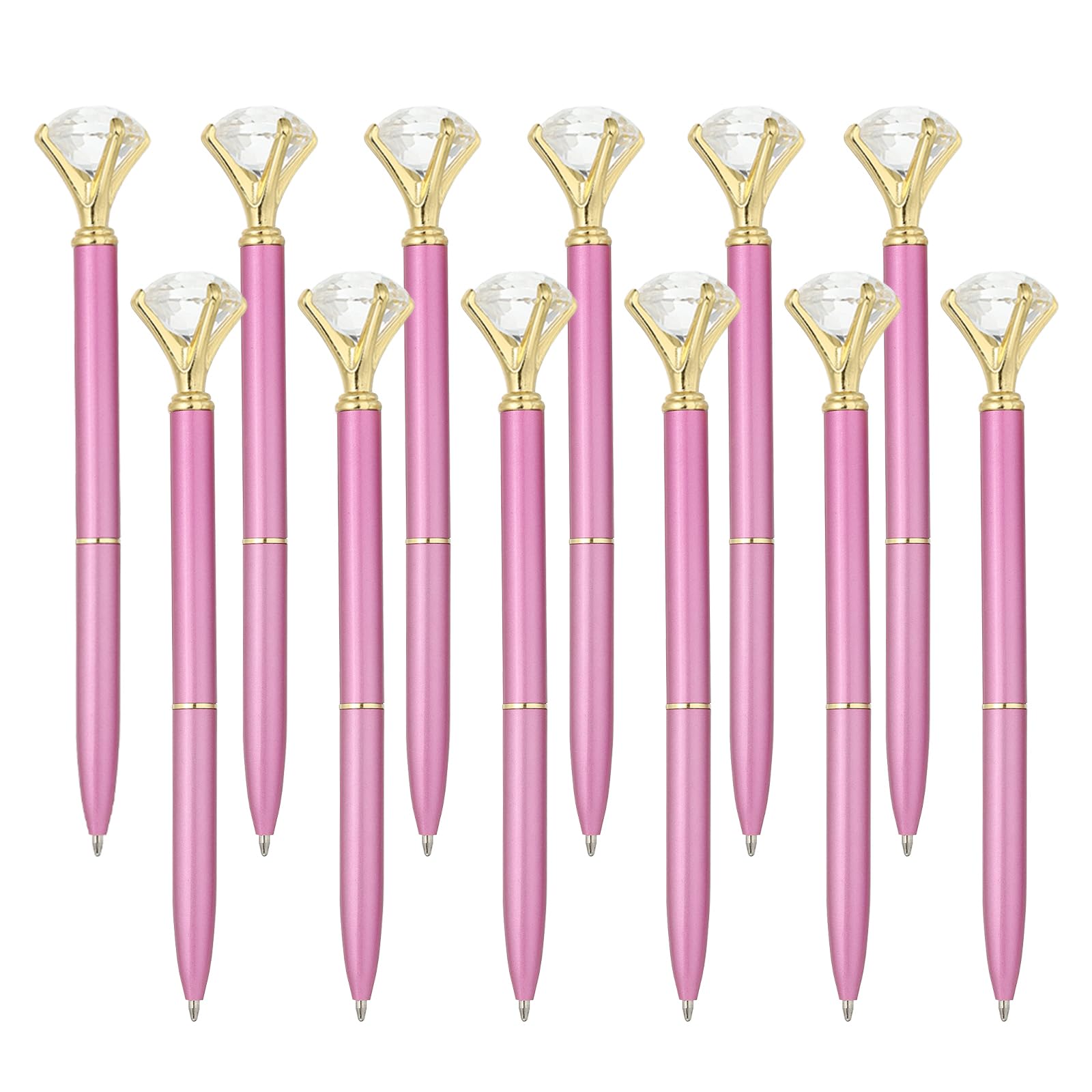 PATIKIL Black Ink Ballpoint Pen, 12 Pack Crystal Diamond Twist Metal Pen 1.0mm Medium Point for Note Taking Journaling, Light Purple