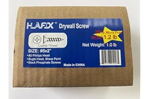 HLAFIX Fastener Drywall Screws #6x2” - Coarse Threaded Black Phosphate Screws, Pay 1.0LB Now GET 1.2LB