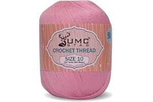 UMC STAG Size 10 Crochet Thread | 100% Combed Mercerized Cotton | Oeko-TEX Certified | 50g Ball 400 Yards | Ideal for Lace, Tatting & Crochet Projects (Pink 50, Size 10 Single)