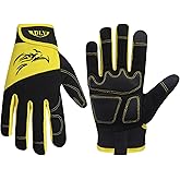 DLY Heavy Duty Work Gloves, Impact Protection Mechanic Gloves, Synthetic Leather Work Gloves, Touchscreen Capable