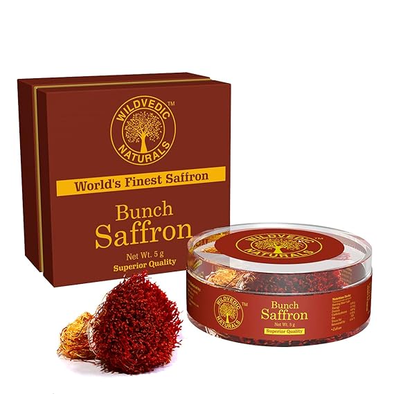 Wildvedic Naturals - 5 Grams Kesar - Purest and Finest Premium A++ Kashmiri Bunch Kesar / Saffron - 5 Grams