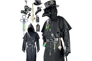 Absolute Vibe Plague Doctor Costume Set Halloween Props Renaissance Medieval Monk Priest Cosplay Outfit Mask Hat Robe Cane