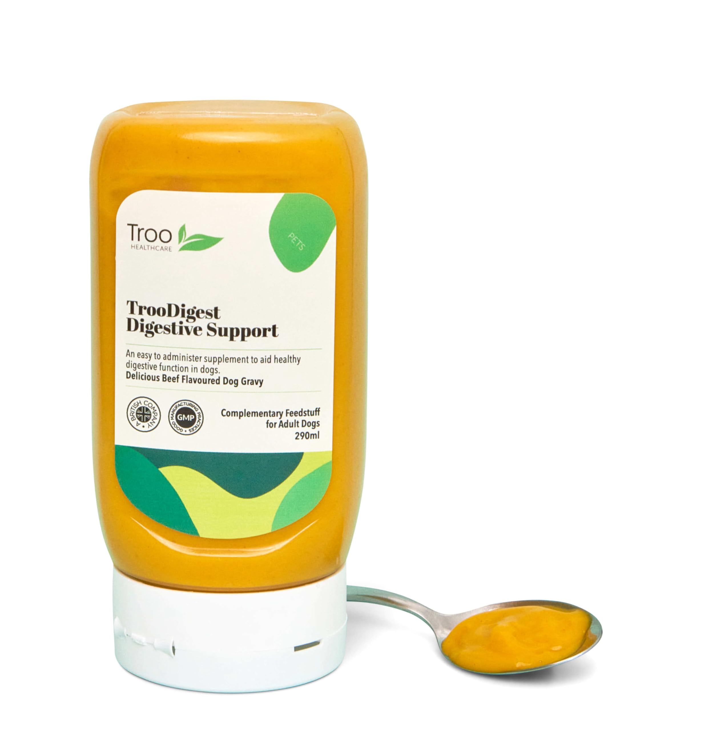 Troo Health Care TrooDigest Digestive Support Gravy for Dogs - 290ml Delicious Beef Flavour with Inulin Prebiotic, Turmeric, L-Glutamine and Essential Vitamins