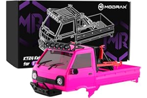 ModRax KT24 1/24 Kei Truck Hard Body Shell Kit with Roll Cage & LED Lights - Compatible with Axial SCX24, C10, Bronco, Wrangl