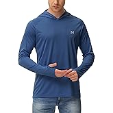 isnowood Sun Shirt UPF 50+ Men's Fishing Shirt Long Sleeve UV Protection Hoodie Rash Guard for Swimming Running Hiking Light