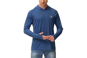 isnowood Sun Shirt UPF 50+ Men's Fishing Shirt Long Sleeve UV Protection Hoodie Rash Guard for Swimming Running Hiking Light