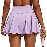 PINSPARK Womens Tennis Skirt Pleated Athletic Skirts with Pockets Shorts High Waisted Golf Skort for Workout Pickleball