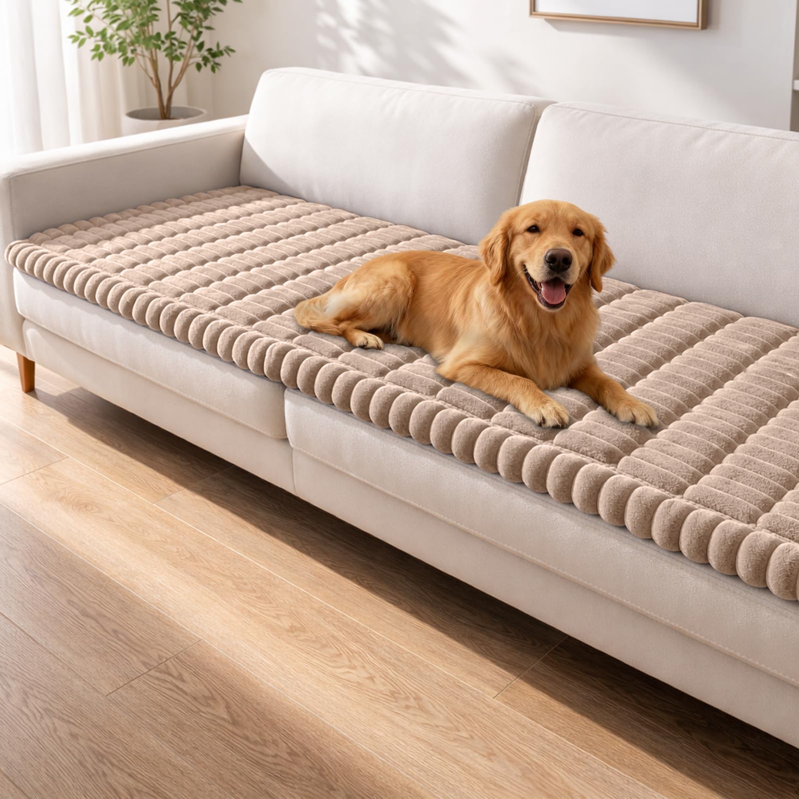 Photo 1 of Couch Cover for Dogs Washable,Non Slip Fuzzy Durable Couch Covers for 3 Cushion Sofa Pet Friendly Sofa Cover Dog Thick Soft Slipcovers Protector Couches Mat Bed (Brown, 27.6" x 59"/70 x 150cm)