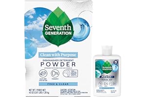 Seventh Generation Dishwasher Detergent Powder + Rinse Aid, Free & Clear, Biodegradable, Plant-Based & Fragrance-Free, Septic Safe