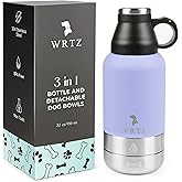 WRTZ Portable Dog Water Bottle with 2 Removable Water Bowls for Dogs – Leak-Proof Insulated Stainless Steel Dog Water Bottle – Travel Accessories for Dogs - 32oz - Lavender