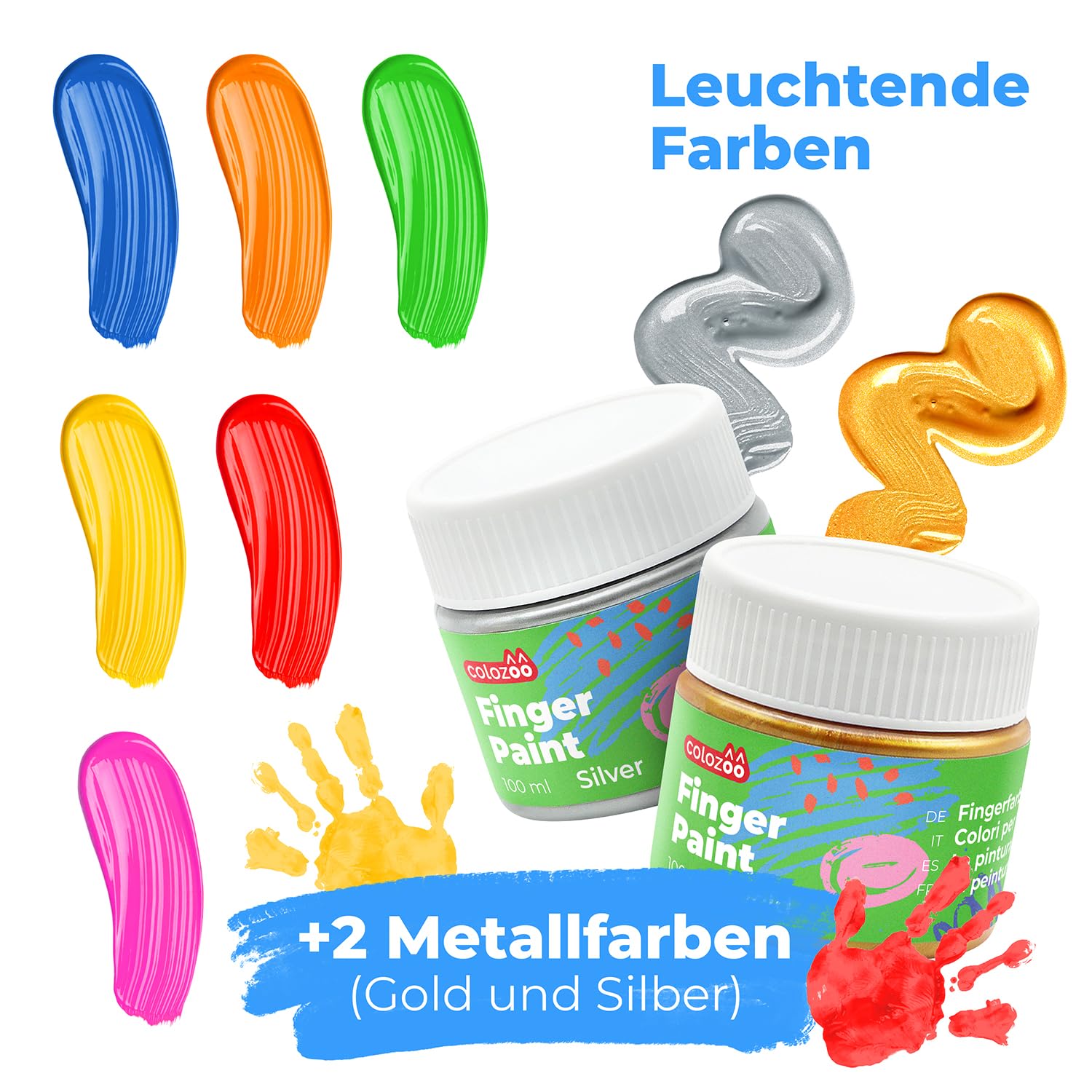colozoo Baby Fingerfarben-Set - Waschbares Malset für Kleinkinder 8x100ml 3