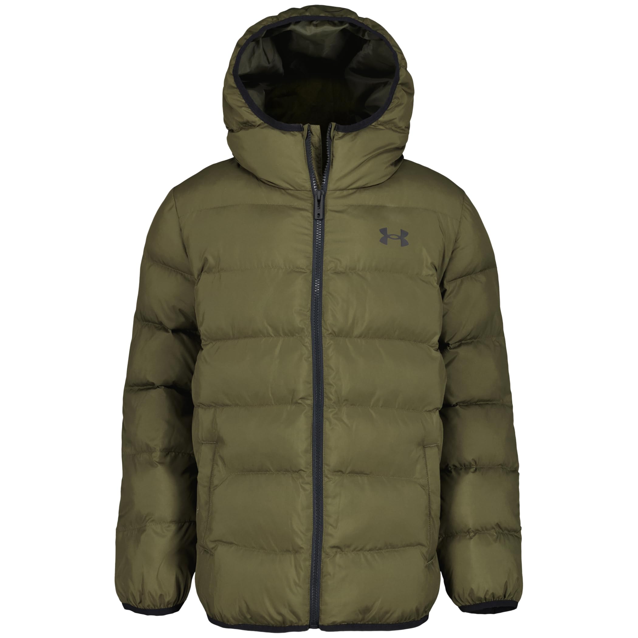 Under Armour Boys' Pronto Hooded Puffer Jacket, Lightweight & Water Repellent, Expedition Green, 4 Image