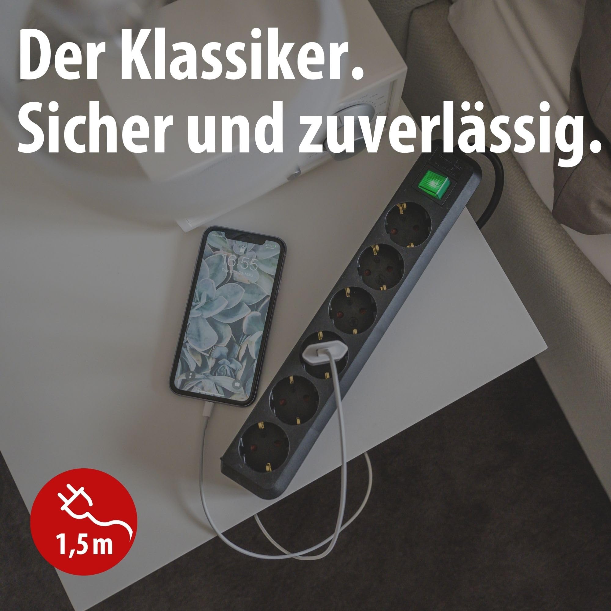 Brennenstuhl Eco-Line, Steckdosenleiste 6-Fach (Mehrfachsteckdose mit erhöhtem Berührungsschutz, Schalter und 1,5m Kabel) schwarz 2