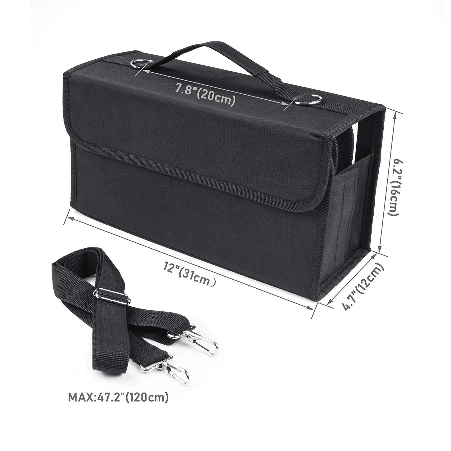 80 Slots Marker Pen Case, Large Capacity Folding, Extendable Foldable Hook, Marker Carrying Bag, Art Markers Pen Storage Durable Sketch Tools Organizer for Permanent Paint Marker (Black)