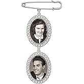 Wedding Boutonniere Rhinestone Photo Charm Pin Brooch Cascading Double Frame Gift for Wedding Shower