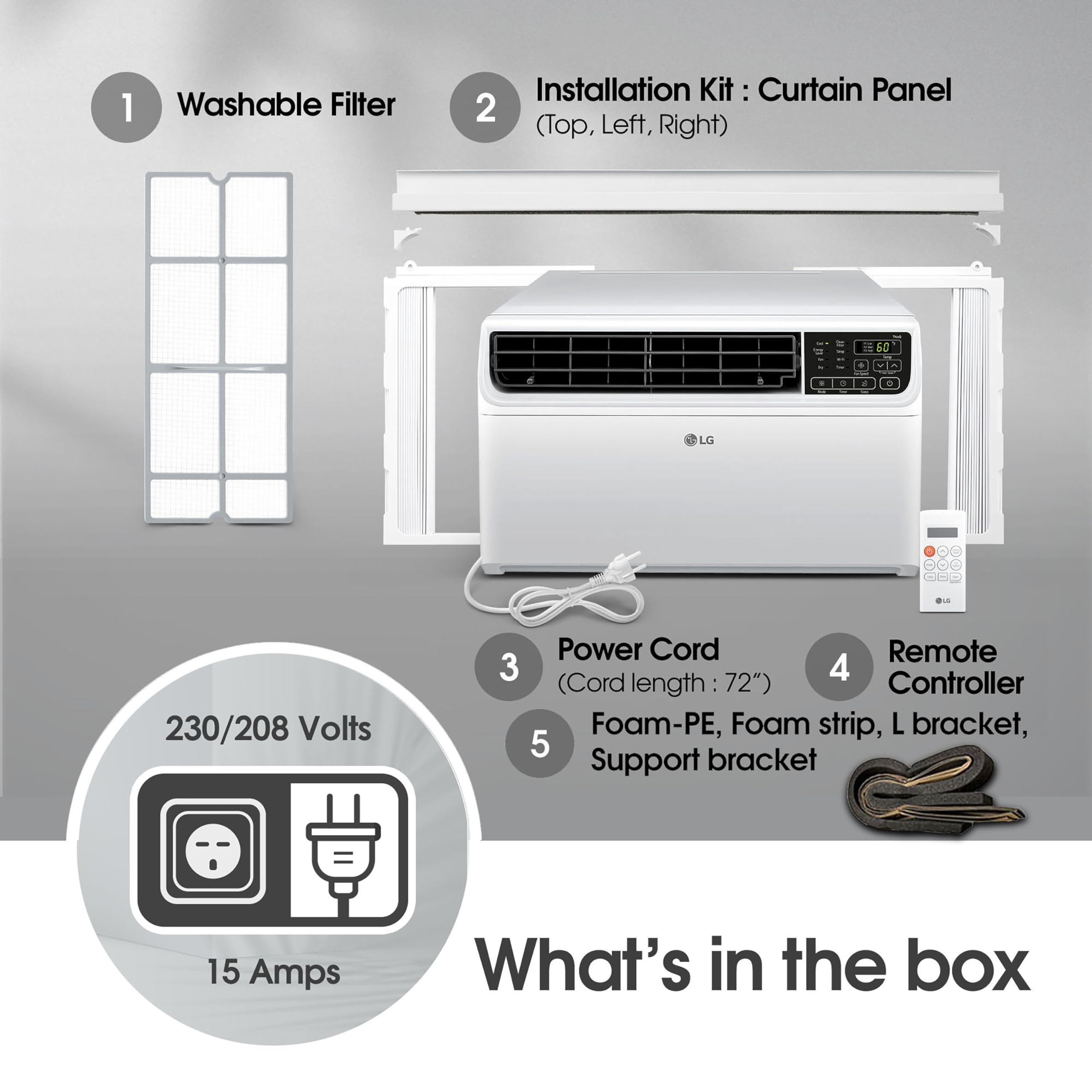 LG 14,000 BTU DUAL Inverter Smart Window Air Conditioner, 115V, Cools 700 Sq. Ft. for Bedroom, Living Room, Apartment, Quiet Operation, ENERGY STAR, works with LG ThinQ, Amazon Alexa and Hey Google