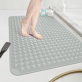 OTHWAY Large Shower Mat 34"x 23", TPE Non Slip Shower Mat for Walk in Shower Stall, Inside Shower Mats with Drain Holes Suction Cups, Anti-Slip for Elderly Kids (Dark Grey)