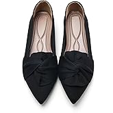 HIULYCENCE Flats for Womens Pointed Toe Ballet Flats with Bow Comfortable Knit Dressy Flats