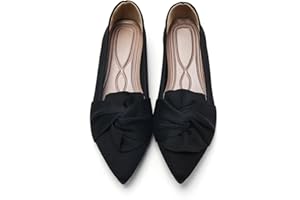 HIULYCENCE Flats for Womens Pointed Toe Ballet Flats with Bow Comfortable Knit Dressy Flats