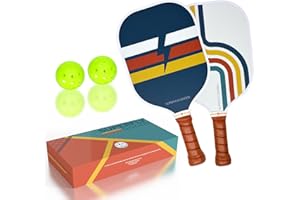 Super Fly Goods Picklebal Paddle Set of 2 Pickleball Paddles and 2 Balls Association Approved Rackets Honeycomb Core, Fiberglass Exterior, Comfort Grip Premium & Lightweight