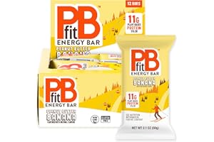 PBfit Peanut Butter Banana Energy Bars, 11g Protein, 5g Fiber, Gluten Free, Vegan, Plant-Based, Non-GMO, 2.1 Oz (Pack of 12)