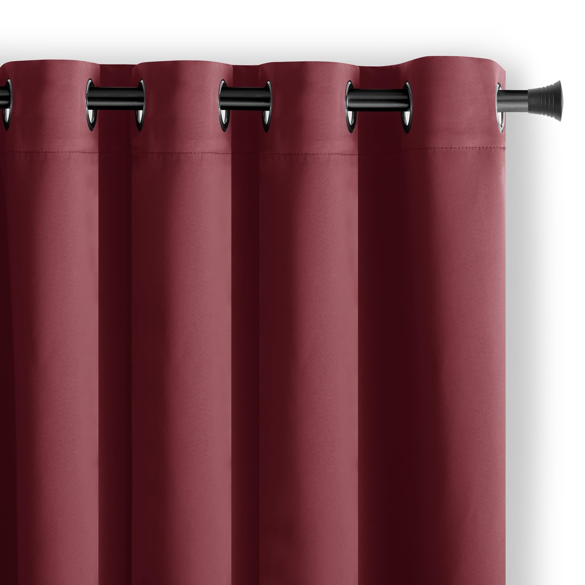 AmeliaHome Blackout Curtain 140 x 245 cm Wine Red Pack of 1 Eyelet Curtain Opaque Window Decoration Decorative Curtain Blackout Curtain