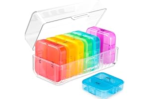 Daviky Weekly Pill Organizer 2 Times a Day, Medicine Am Pm Pill Organizer 7 Day, Large Travel Vitamin Pill Box Twice a Day, Daily Supplement Organizer Pill Container Dispenser Big Medication Case
