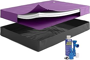 THE BEDROOM STORE SEMI-WAVELESS 60%, Queen Size, Waterbed Hardside Mattress Bundle, Includes Fill & Drain Kit, 8oz. Water Conditioner and Stand-Up Liner, Heavy Duty Vinyl, 60"W x 84"L x 9"H, Frame NOT Included