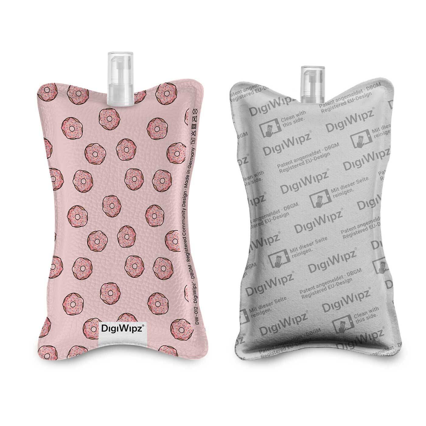 DigiWipz® The ingenious 2-in-1 display cleaner (donut worry) - screen cleaner for displays and touchscreens - screen cleaner microfibre sponge with integrated sprayer