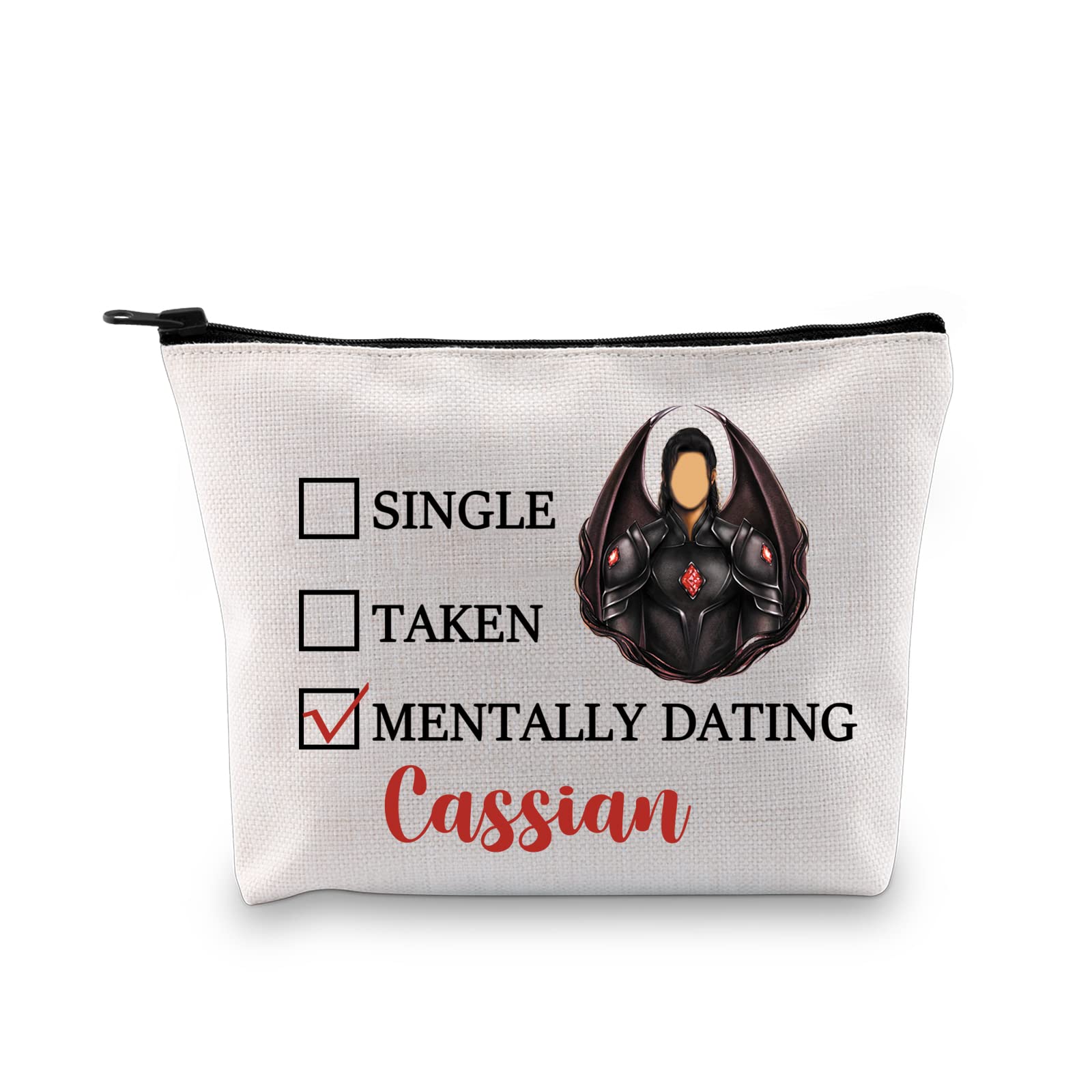 PYOUL Acotar Gift Single Taken Mentally Dating Cassian Makeup Bag Rhysand Azriel Cassian Cosmetic Bag Bat Boys Fan Club Gift SJM Merch (Mentally Dating Cassian B)