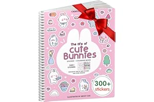 Cupkin Bunny Sticker Book Activity for Kids, Toddler Airplane Travel Essentials, 300+ Bunny Stickers for Kids + 8 Scenes and Coloring Book Pages, Stickers for Toddlers, Crafts Ages 2-8