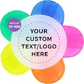 DISCOUNT PROMOS Custom Highlighters Set of 10/50/100, Personalized Bulk Pack Durable Chisel Tip Textbook Highlighters Handy and Easy to Store - Flower