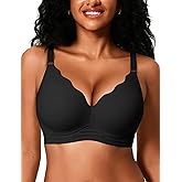 VRVOCIE Wireless Bras for Women No Underwire Crossover V Mesh Seamless Supportive Bralettes Full Coverage Everyday Bra