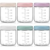 POIKSHARK 6-Pack Overnight Oats Containers with Lids, 16 OZ Wide Mouth Glass Jars with Airtight Lids, Mason Jars Glass Food Containers for Snack Spice Sugar Food Prep Yogurt