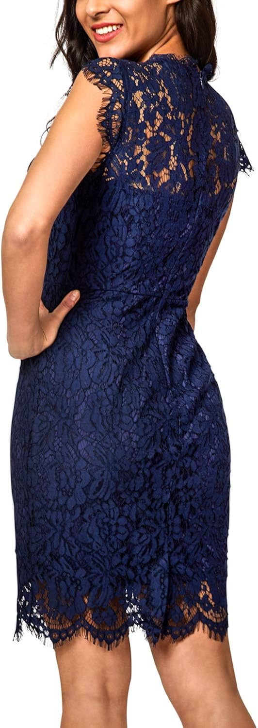 Miusol Women's Retro Floral Lace Slim Evening Cocktail Mini Dress: Clothing